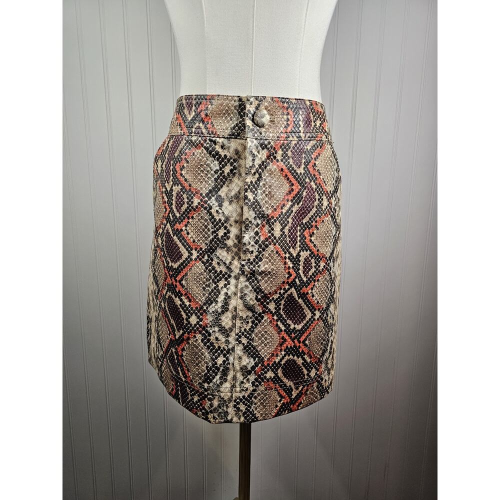 Marie Oliver Faux Leather Snakeskin Mini Skirt Women's 2 New Saks 5th Avenue